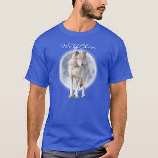 T-shirt Loup gris blanc et Pleine lune WOLF CLAN Art de la