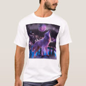 T-shirt Loup gris hurlant dans la forêt (Devant)