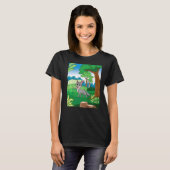 T-shirt Loup Gris Souriant Traversant La Forêt Avec Blu (Devant entier)