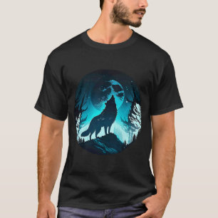 T-shirt Loup hurlant à la lune par une nuit froide Incroya