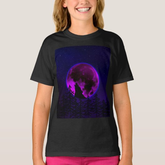T-Shirt LOUP HURLANT LUNE MAGENTA (Devant)