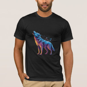 T-shirt Loup hurlant néon – Esprit géométrique