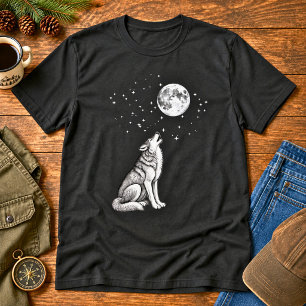 T-shirt Loup hurlant Nuit céleste