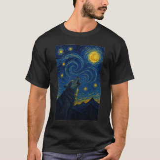 T-shirt Loup hurlant Nuit étoilée – Van Gogh Style Art