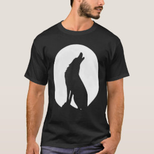 T-shirt Loup Hurlant Silhouette Pleine Lune Graphique Mini