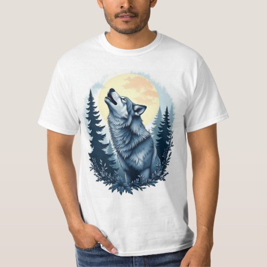 T-shirt Loup hurlant sous le clair de lune (Devant)