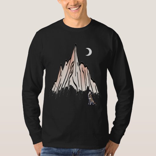 T-shirt Loup hurlant sous le mont Crescent Moon - Moderne (Devant)