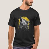 T-shirt Loup hurlant sous Pleine lune femmes tatouage Vint (Devant)