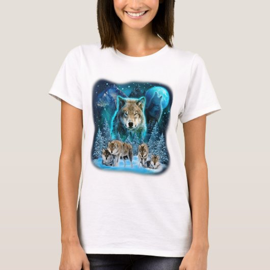 T-shirt Loup hurlant Sur La Lune Loups Animaux sauvages Lo (Devant)