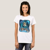 T-shirt Loup hurlant Sur La Lune Loups Animaux sauvages Lo (Devant entier)