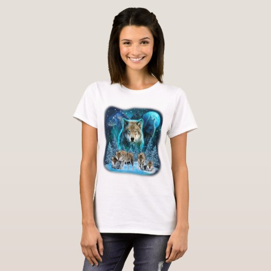 T-shirt Loup hurlant Sur La Lune Loups Animaux sauvages Lo (Devant entier)