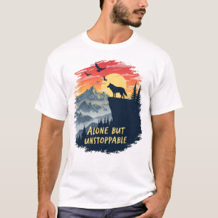 T-shirt Loup hurlant Sur La Lune, Seul Mais Inarrêtable