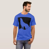 T-shirt Loup hurler à Moon Pop Art Deep Royal Blue (Devant entier)