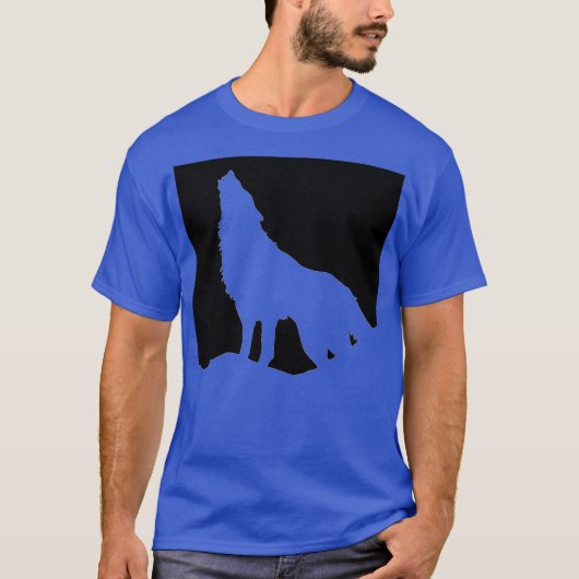 T-shirt Loup hurler à Moon Pop Art Deep Royal Blue (Devant)