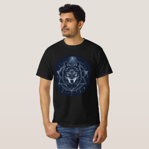 T-shirt Loup Mandala Géométrique Mystique