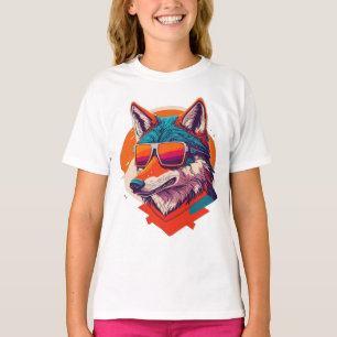 T-SHIRT LOUP MIGNON PORTANT DES LUNETTES DE SOLEIL.