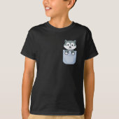T-shirt Loup mignon suspendu dans une poche (Devant)