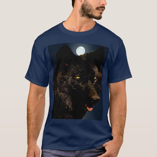 T-SHIRT LOUP NOIR (Devant)
