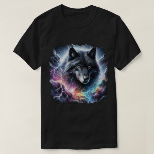 T-shirt Loup noir avec éclairs