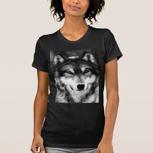T-shirt Loup noir et blanc (Devant)