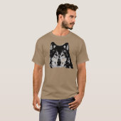 T-shirt Loup noir et blanc (Devant entier)
