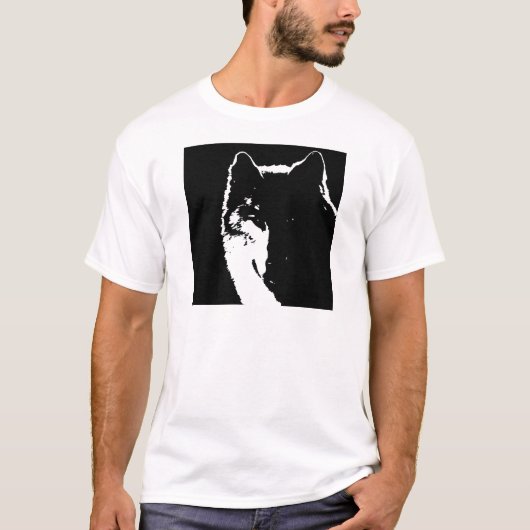 T-shirt Loup noir et blanc (Devant)