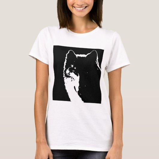 T-shirt Loup noir et blanc (Devant)
