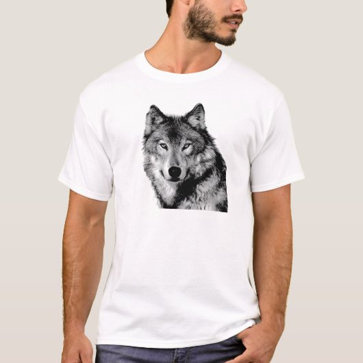 T-shirt Loup noir et blanc (Devant)