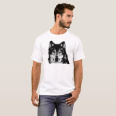 T-shirt Loup noir et blanc (Devant entier)