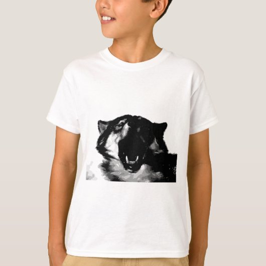 T-shirt Loup noir et blanc (Devant)