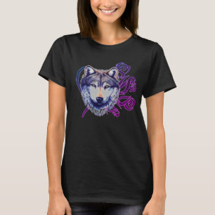 T-shirt Loup Rose tribal