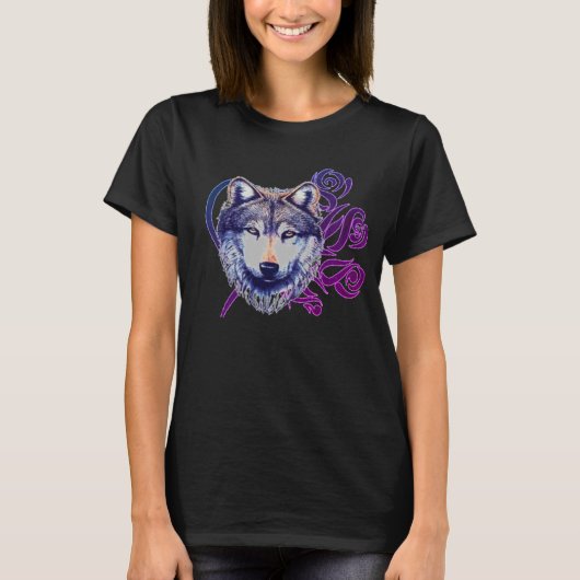 T-shirt Loup Rose tribal (Devant)