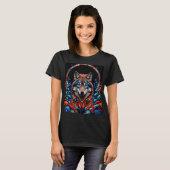 T-shirt Loup rouge, blanc, bleu (Devant entier)