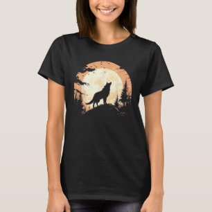 T-shirt Loup solitaire sous la Moon Mountain Graphics