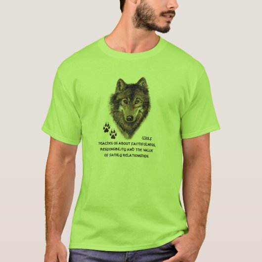 T-shirt Loup, Totem animal loup, Guide de la nature (Devant)