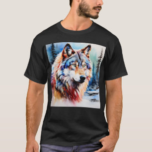 T-shirt Loup vibrant en neige