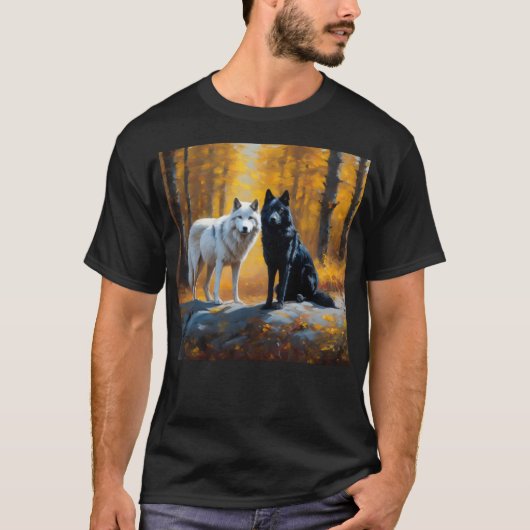 T-shirt Loups blancs noirs (Devant)