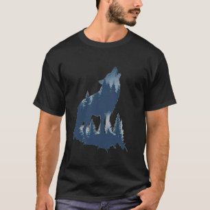T-shirt Loups hurlant devant la lune et le loup de forêt w