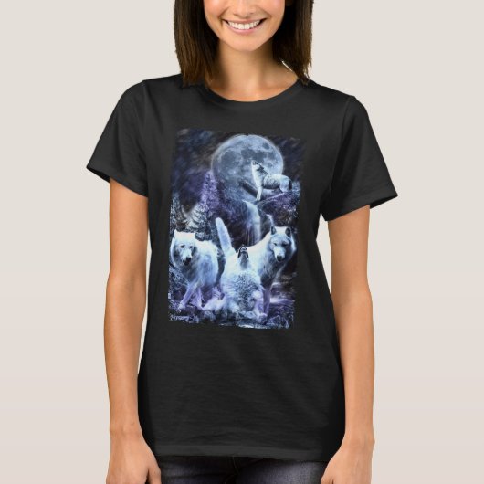 T-shirt Loups hurleurs animaux de forêt d'hiver Wolf (Devant)