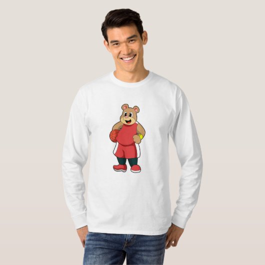 T-shirt L'ours dans les sports de basket-ball (Devant entier)