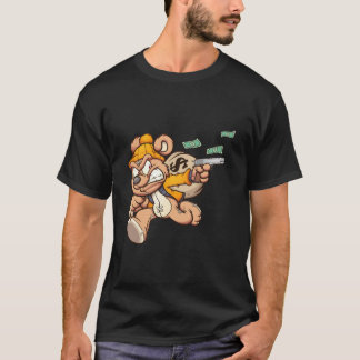 T-shirt l'ours en peluche vole un gros sac d'argent