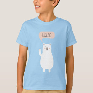 T-shirt L'ours polaire mignon dans la neige dit Bonjour
