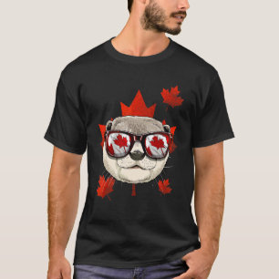 T-shirt Loutre canadienne Feuille d'érable Drapeau du Cana
