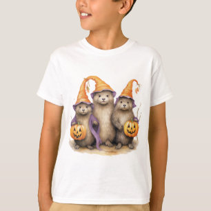 T-shirt Loutre de Halloween Citrouille-lanterne 