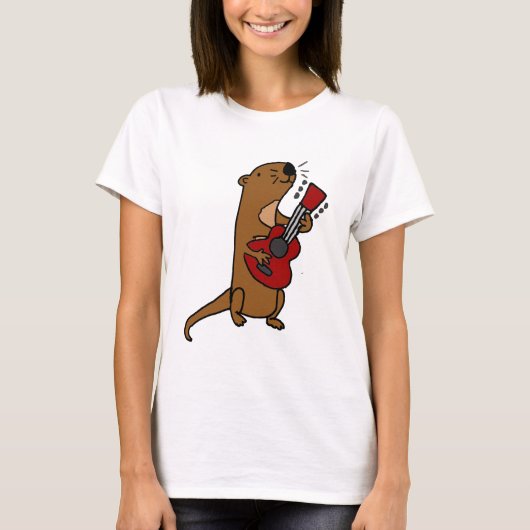 T-shirt Loutre de mer drôle jouant la guitare (Devant)