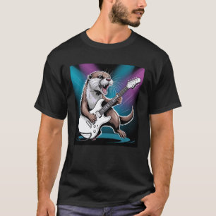 T-shirt Loutre de mer jouant de la guitare Rock Star Roll
