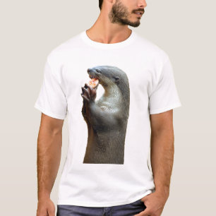 T-shirt Loutre enduite lisse mangeant des poissons
