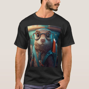 T-shirt Loutre étudiante avec un cartable retour à l'école
