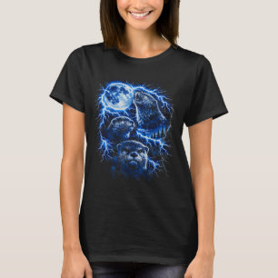 T-shirt Loutre hurlant à la lune vintage 90s rétro bootleg