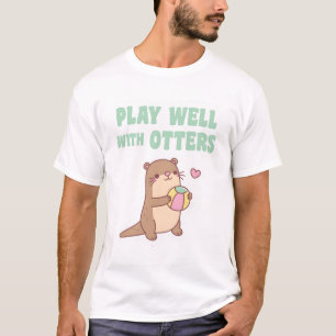 T-shirt Loutre mignonne avec ballon de plage joue bien ave